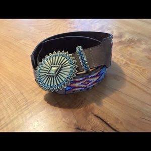Leatherock beaded leather belt 38”